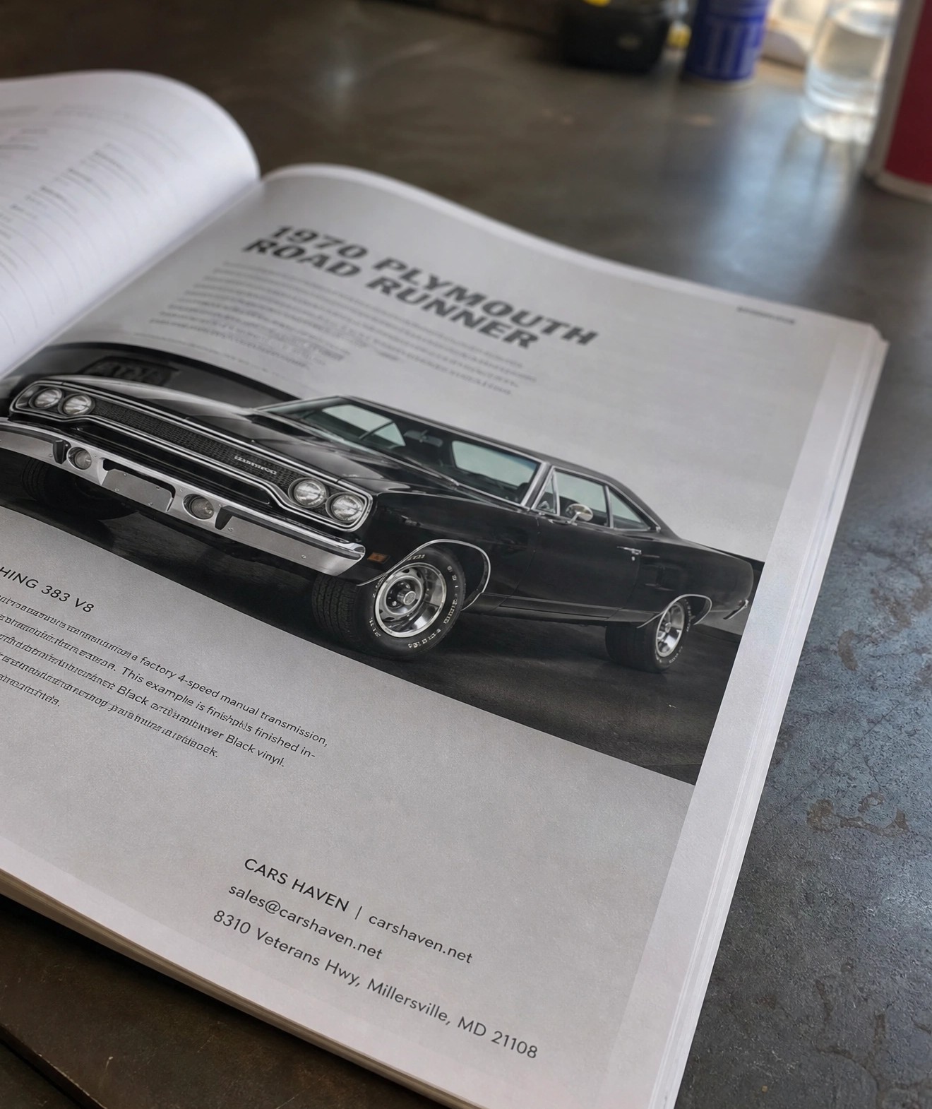 Cars Haven featured in print alongside a 1970 Plymouth Road Runner